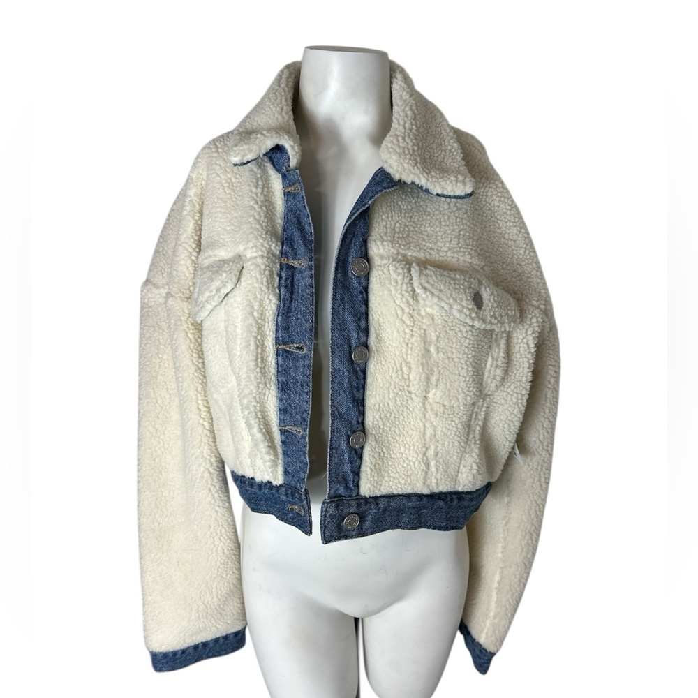 PacSun Cropped Sherpa and Denim Jacket NWT